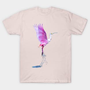 Serenity in Flight: Rosette Spoonbill Graphic Print – Captivating Nature Art for Your Space T-Shirt